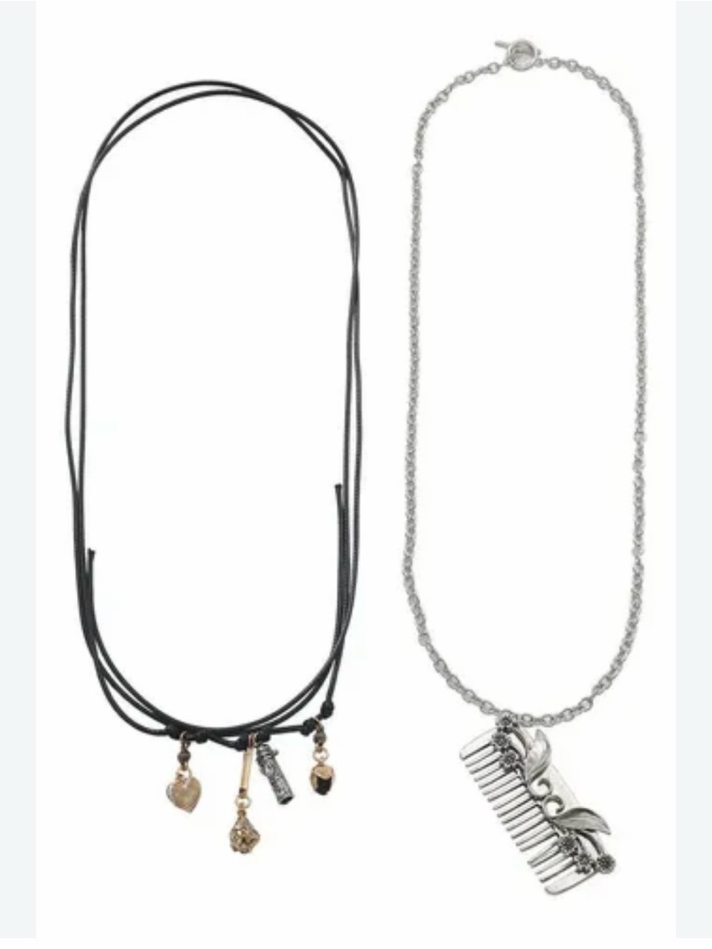 NWT ⚜️🖤⚜️ ZARA Comb Pendant and Multi Charm Necklace Set